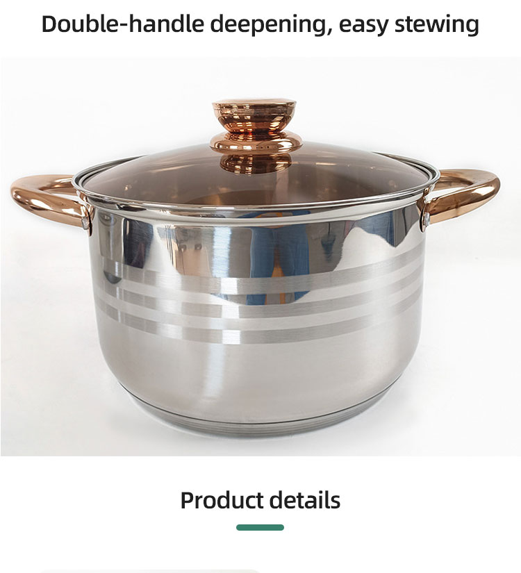 Home Cooking 12pcs Cookware Set Golden Handle Kitchen Pots Stainless Steel Cookware Pan Set Cooking Pot Set