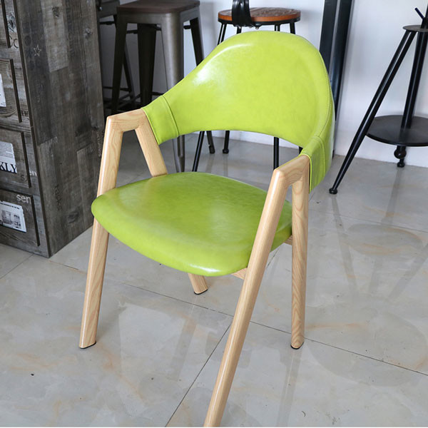 A Shaped Metal Frame Dining Chairs With Arms Minimalist Iron Green Yellow Grey