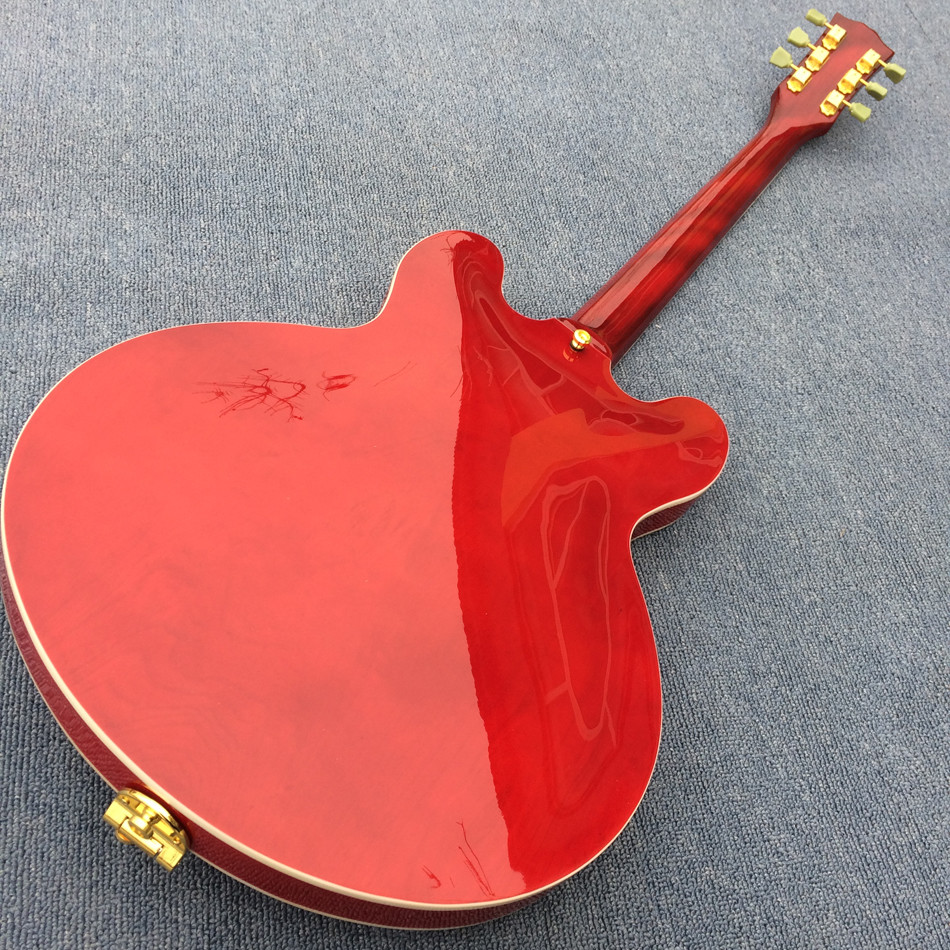 New style high quality custom hollow body Jazz electric guitar, double F hole jazz electric guitar in Sunburst