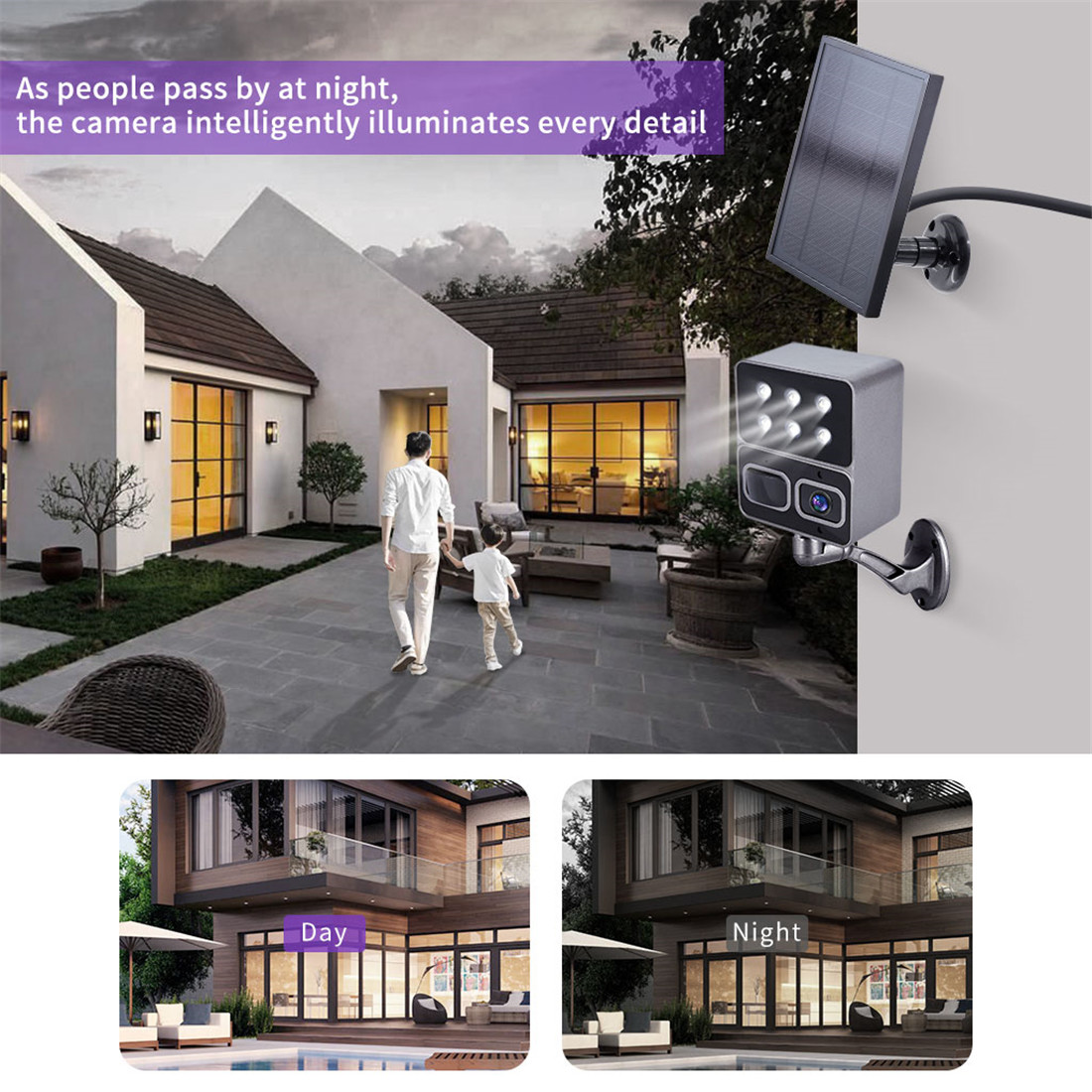 STD-1L Home Outdoor yard lamp night light no wires Ip66 Wireless 1080p Ip PTZ Security Surveillance Wifi Solar Camera