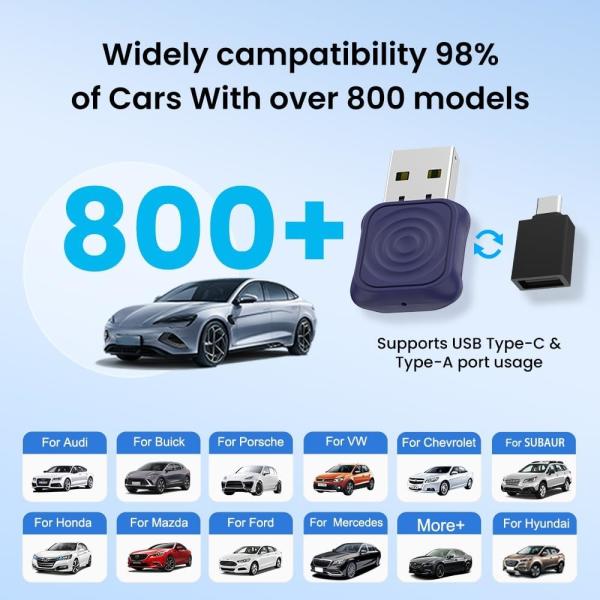 5.8GHz WiFi Frequency Bluetooth Version 5.4 Android Auto Carplay Mini Ultra1 Smart 1 Portable Smart 2 in 1 Car USB Module