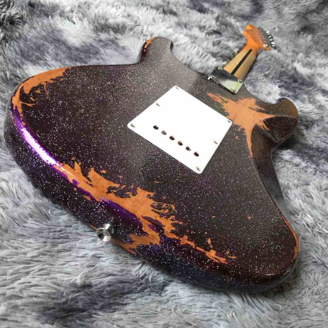 Custom Aged Strat Electric Guitar in Purple