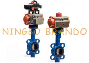 China Pneumatic Rubber Lined Wafer Butterfly Valve With Actuator Limit Switch on sale