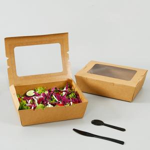Quality Salad 337gsm Biodegradable Disposable Tableware Food Packaging Box With Window for sale