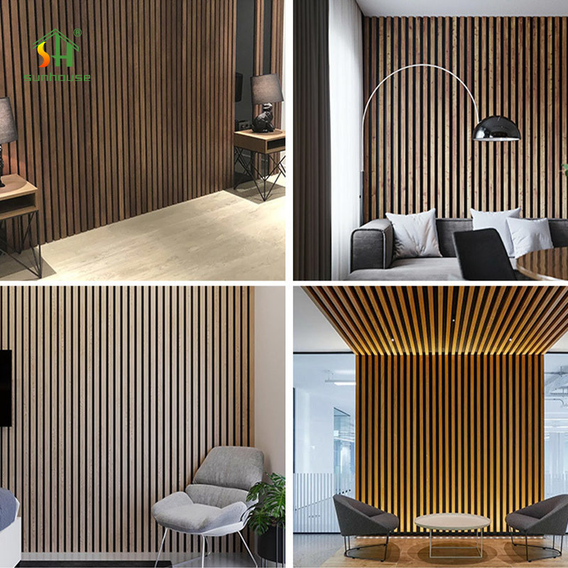 25mm Thickness Acoustic Wooden Wall Panels Soundproof MDF Slat Acoustic Wall Panels For Indoor