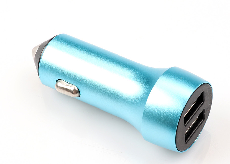 All Metal Aluminum Alloy 3.1A Car Phone Charger , Dual Usb Port Cell Phone Car Charger