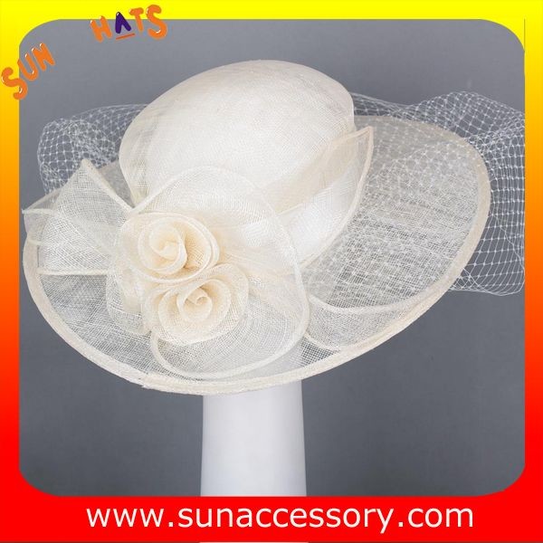 Elegant fancy Church sinamay hats for ladies ,Sinamay wide brim church hat
