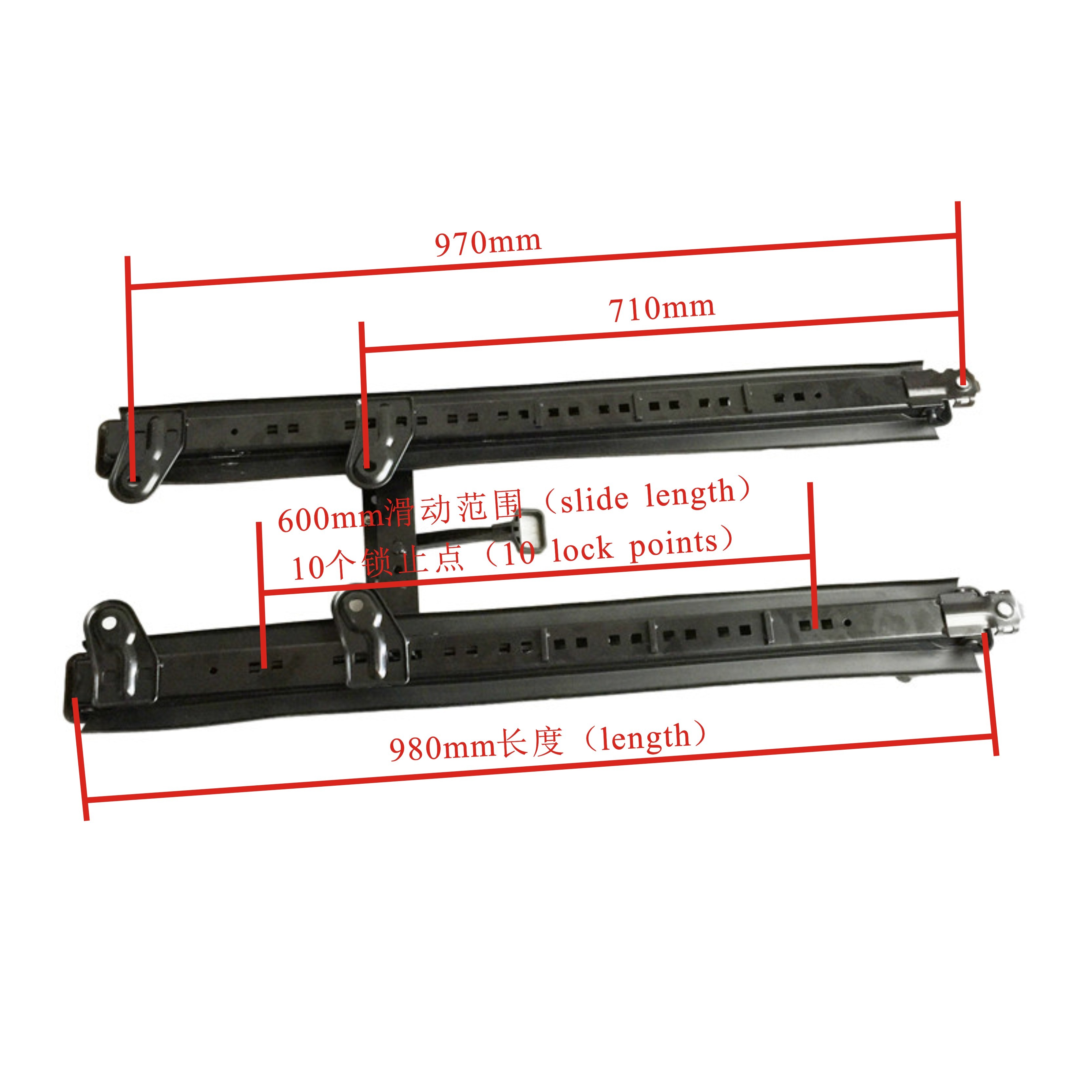 HS-FS1 van seat double lock seating rails with the length of 100cm