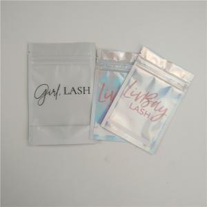 Quality Customized Smell Proof Cosmetic Holographic Plastic  Seal Eyelash Lipgloss Packaging Mylar Bag for sale
