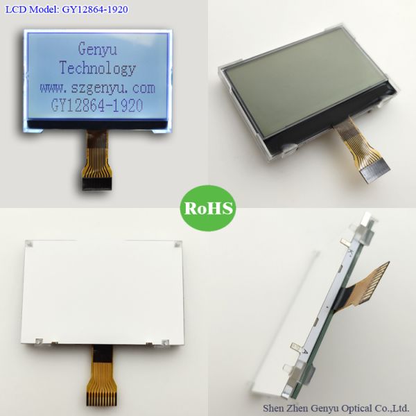 Square Round Programmable Monochrome STN/FSTN 12864 128*64 128X64 Graphic LCD Display with Customizable Backlight Color