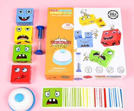 Two Person Wooden Magic Cube with Bell Building Blocks 215*215*55mm Early Education Puzzle Toy