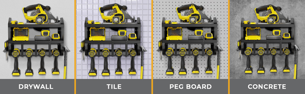 Cordless Tool Holder Metal Carbon Steel Heavy Duty Garage Storage Wall Organizer Rack