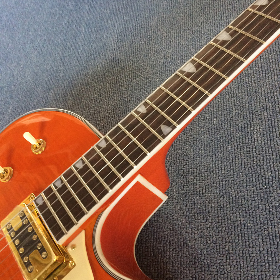 New style high-quality hollow body jazz electric guitar, Double F holes,Tremolo system ,Flame Maple top