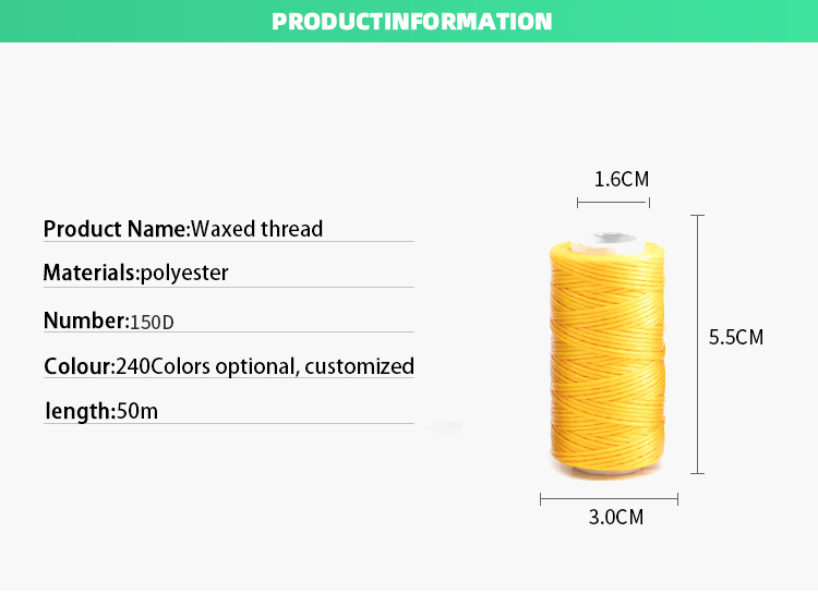 Dyed Color Polyester Nylon Waxed Thread for Small Cone Leather Sewing 7 Days Lead Time