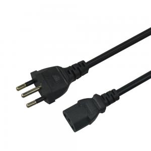 Quality 6.8mm Pure Copper Core Electrical Power Cord 3pin Brazil Power Cable 1.5m for sale