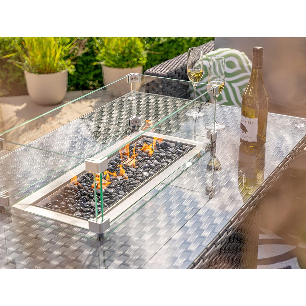 Modular Furniture Wicker Rattan Outdoor Set with Fire Pit Table AJUNION Garden Design