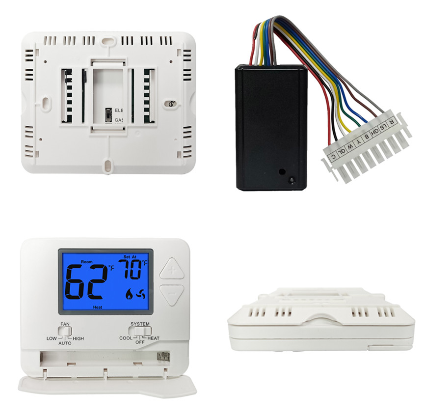 Universal 24V HVAC Thermostat Wall - Mounted For Bedroom White Color