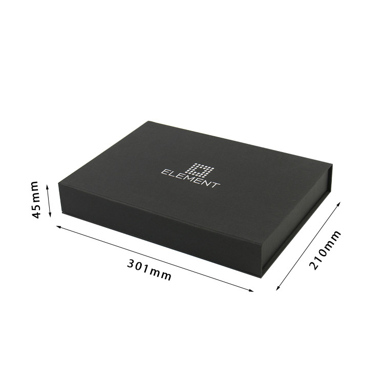 Hard Cardboard Magnetic Closure Gift Box Black Custom Logo Offset Printing