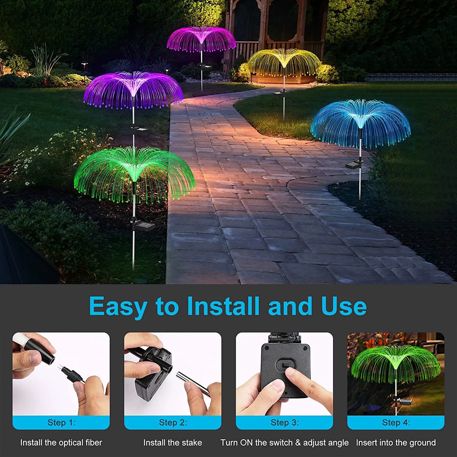 Atmosphere Decorative Lights for Waterproof Villa Area LED Fiber Optic Jellyfish