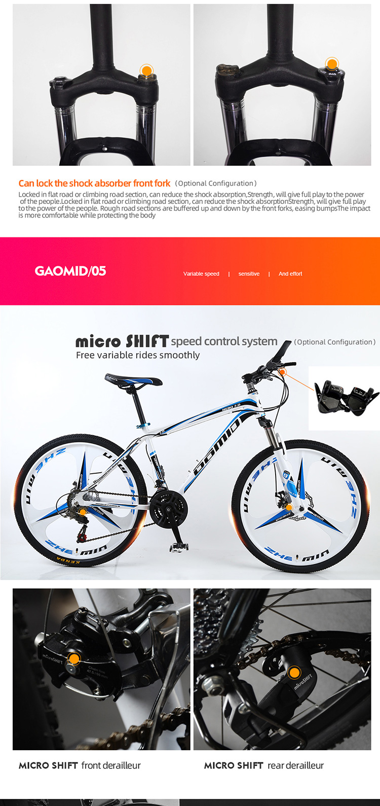 Customized OEM 24 26 Inch Aluminum Alloy Mountain Bike for Man Hard Frame Non-rear Damper