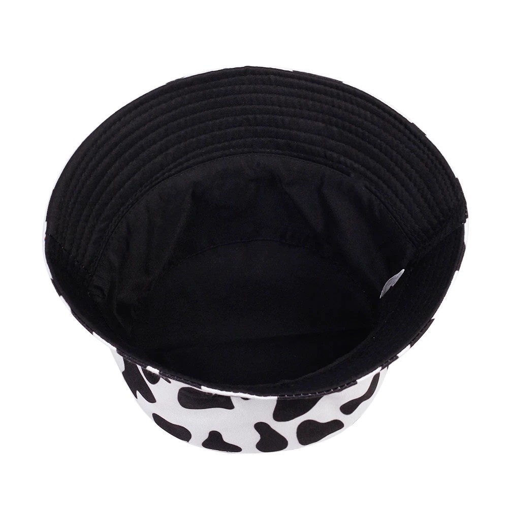 Fashion Summer Cotton Bucket Hat Cow Striped Print Hip Hop Panama Cap