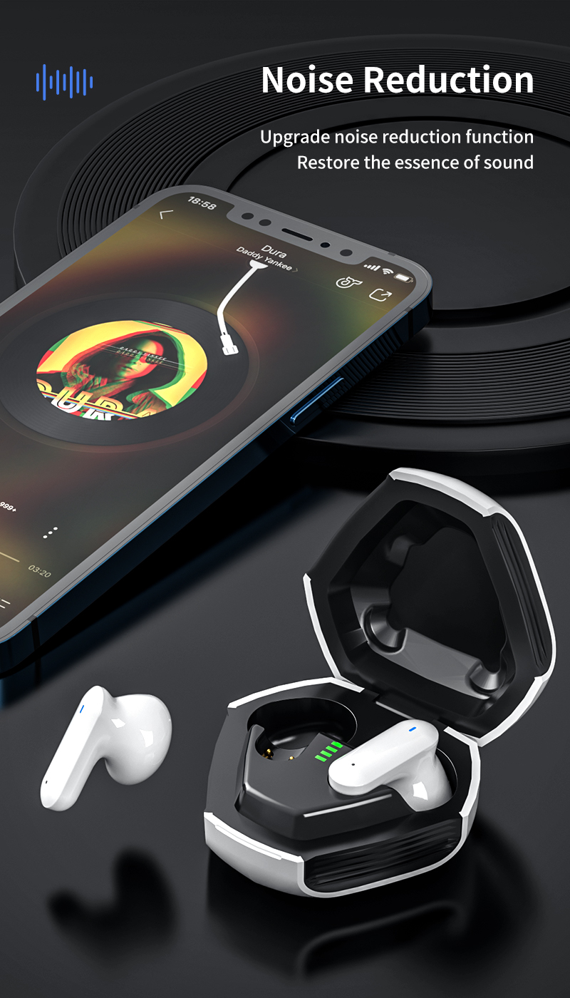 Low Latency Super Bass Stereo Wireless Earphones for PC and Travel In-Ear Sports Ready