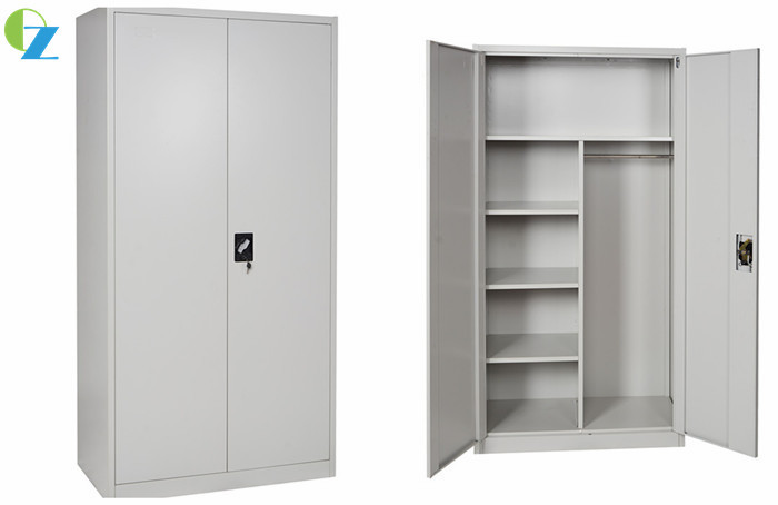 W900mm 2 Door Steel Cabinet Left Files Storage & Right Side Clothes Hanging