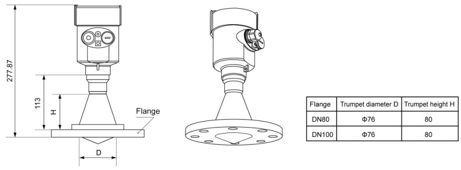 26GHz 4-20mA HART Radar Liquid Level Senor KLD Series For River Lake