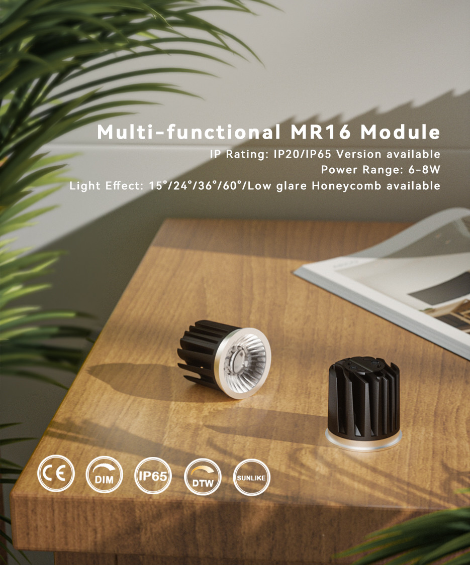 IP65/ IP20 MR16 Module Full Spectrum Commercial Lighting Efficient Heat Sink