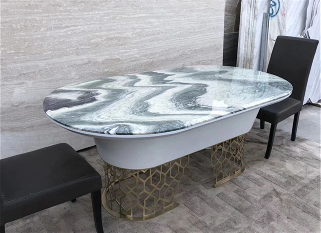 Modern Light Hotel Restaurant Furniture Simple Oval Marble Dining Table