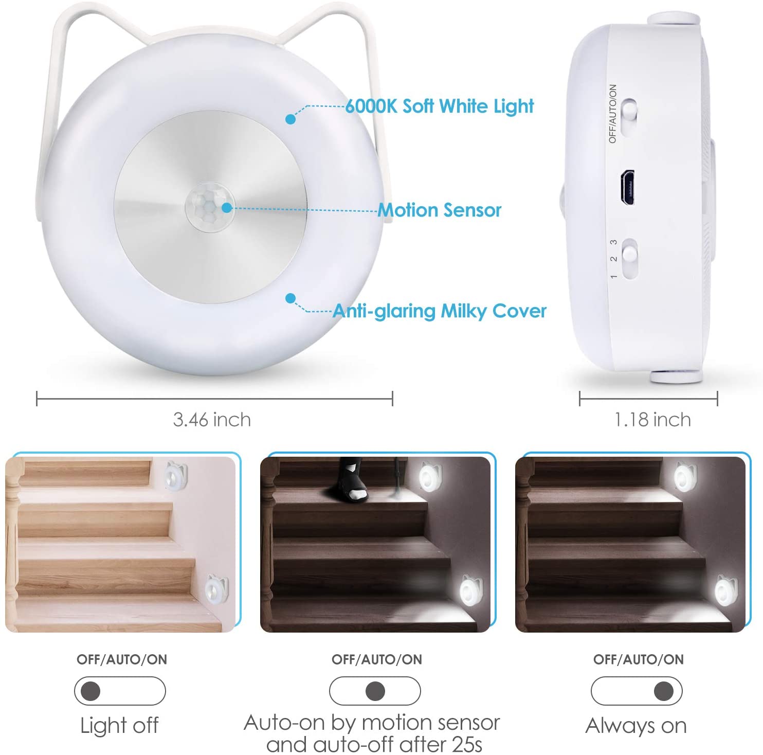 4.5VDC 10LM Battery Powered Motion Sensor Under Cabinet Lighting