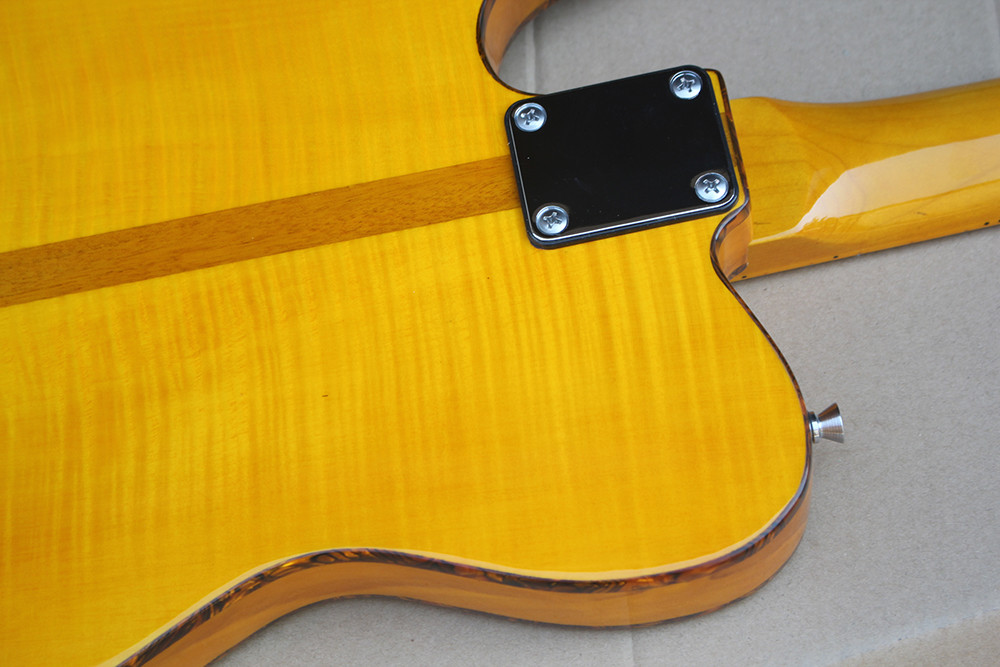 Custom Wholesale Yellow Body Electric Guitar with Red Tortoise Pickguard,Yellow Maple Fretrboard