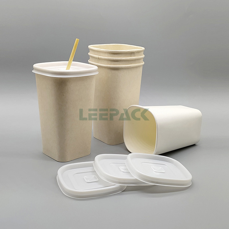 12/16/22oz Disposable square paper cup single PE coated hot paper cup ,for drinking ,coffee or snack