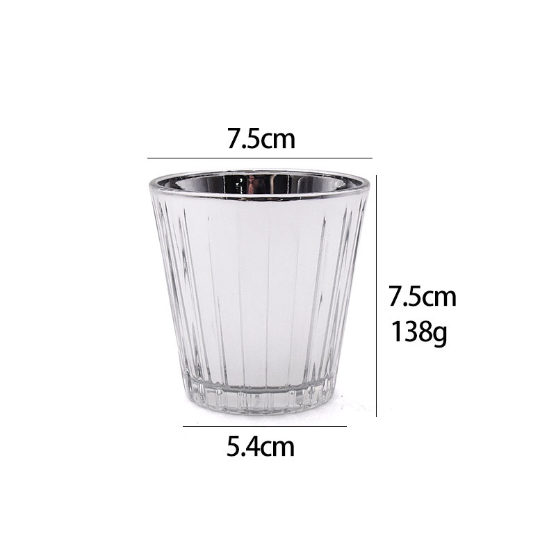 FDA Silver Vertical Striped Glass Candle Cups For Home Decoration
