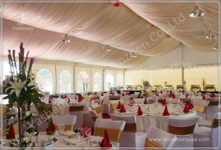 Backyard Transparent Outdoor Party Tents , Clear Party Tent Rentals With Lining Decorations