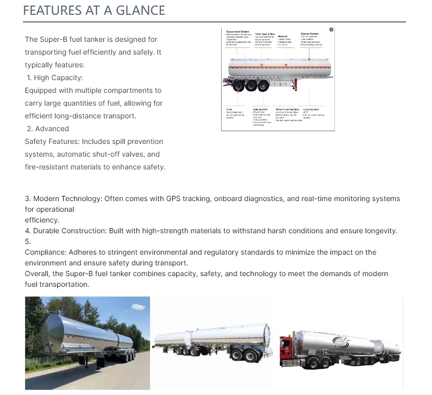 Advanced B-Tank Fuel Tanker Semi Trailer Engineered For Safe Efficient Transportation Of Liquid With Enhanced Capacity