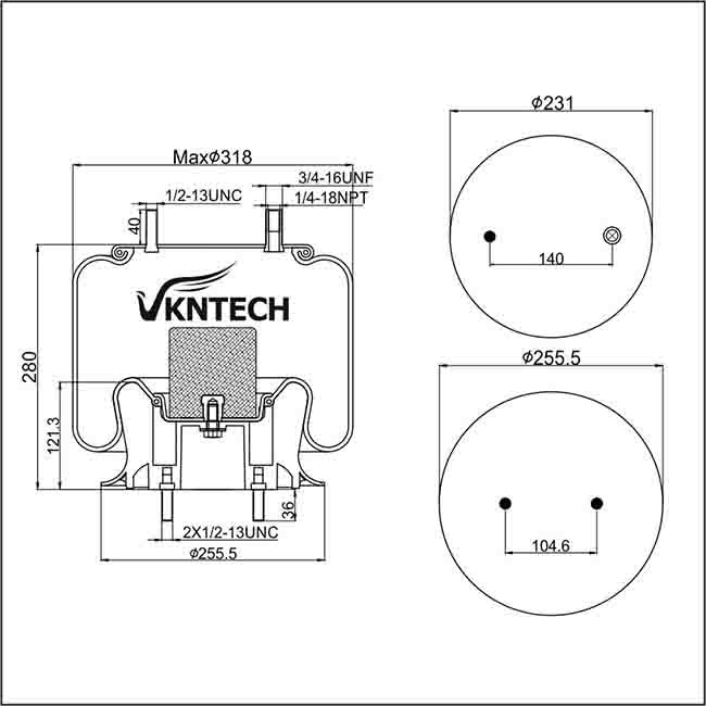 Universal Rubber Air Bag For American Truck And Trailer / W01-358-9223 Air Suspension For Hendrickson 48195-2 Air Spring