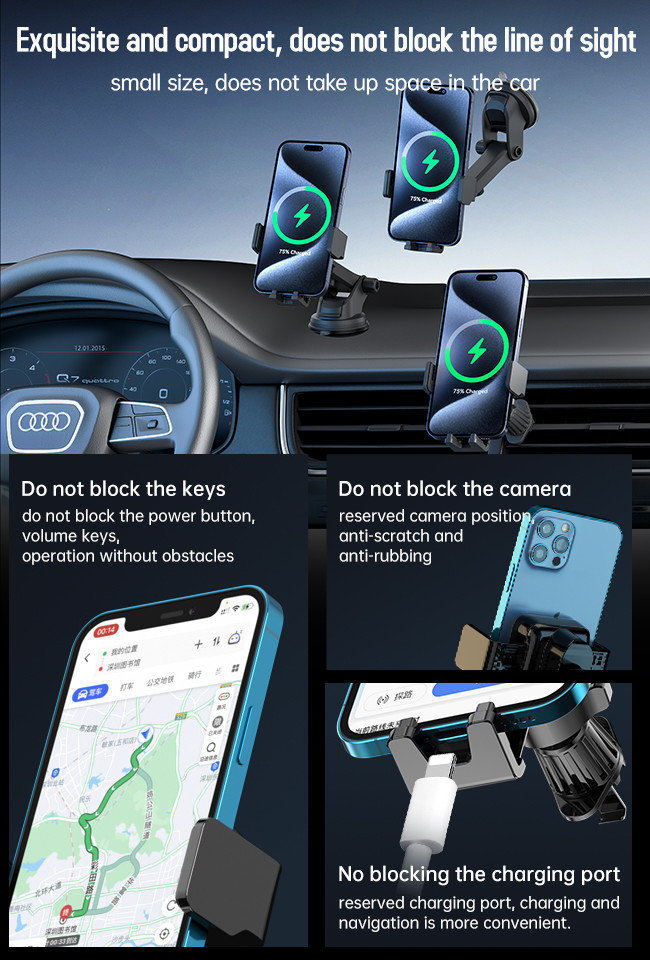 Three Axis Linkage Clamping Arm Magsafe Car Mount Small Car Magsafe Charger