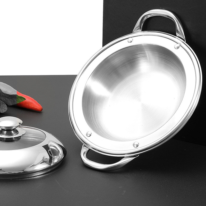 Food Grade 18-32cm Stainless Steel Pan Flat Bottom