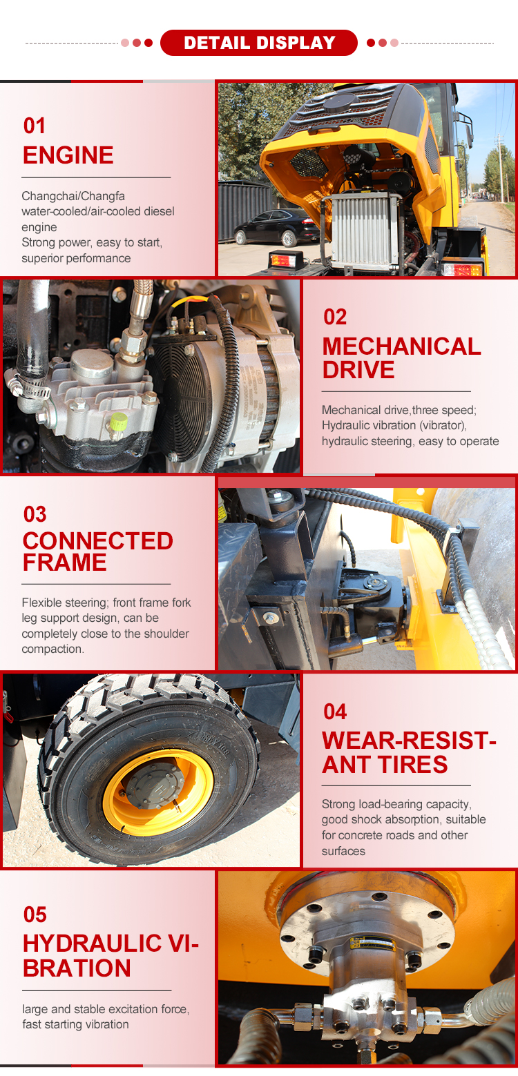 4450*1680*2750mm Mini Road Roller Compactor with Hydraulic Control ISO Certificate
