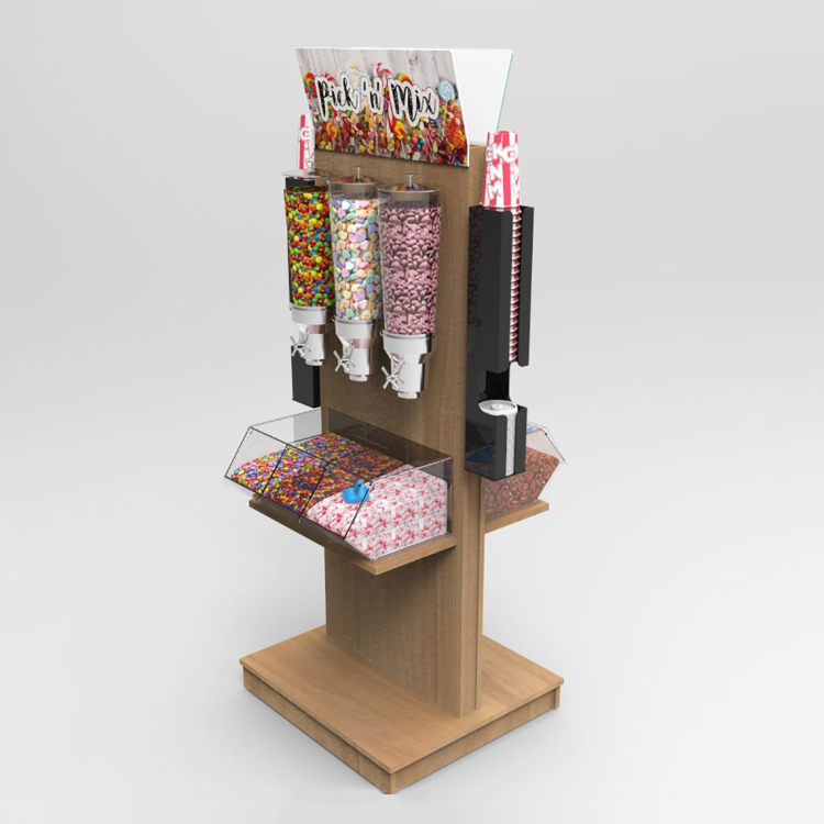 Countertop Rum Cake Display Rack Wooden Display Baskets For Bakery Bakeshop