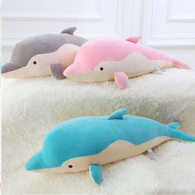 Large Size Dolphin Soft Toy , Various Color Cotton Dolphin Stuffed Animal