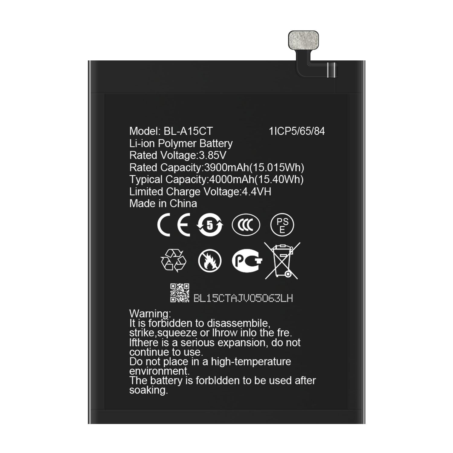 5000mAh Black Rechargeable Li-ion Polymer Battery BL-A15CT for CM 20 Mobile Equipment
