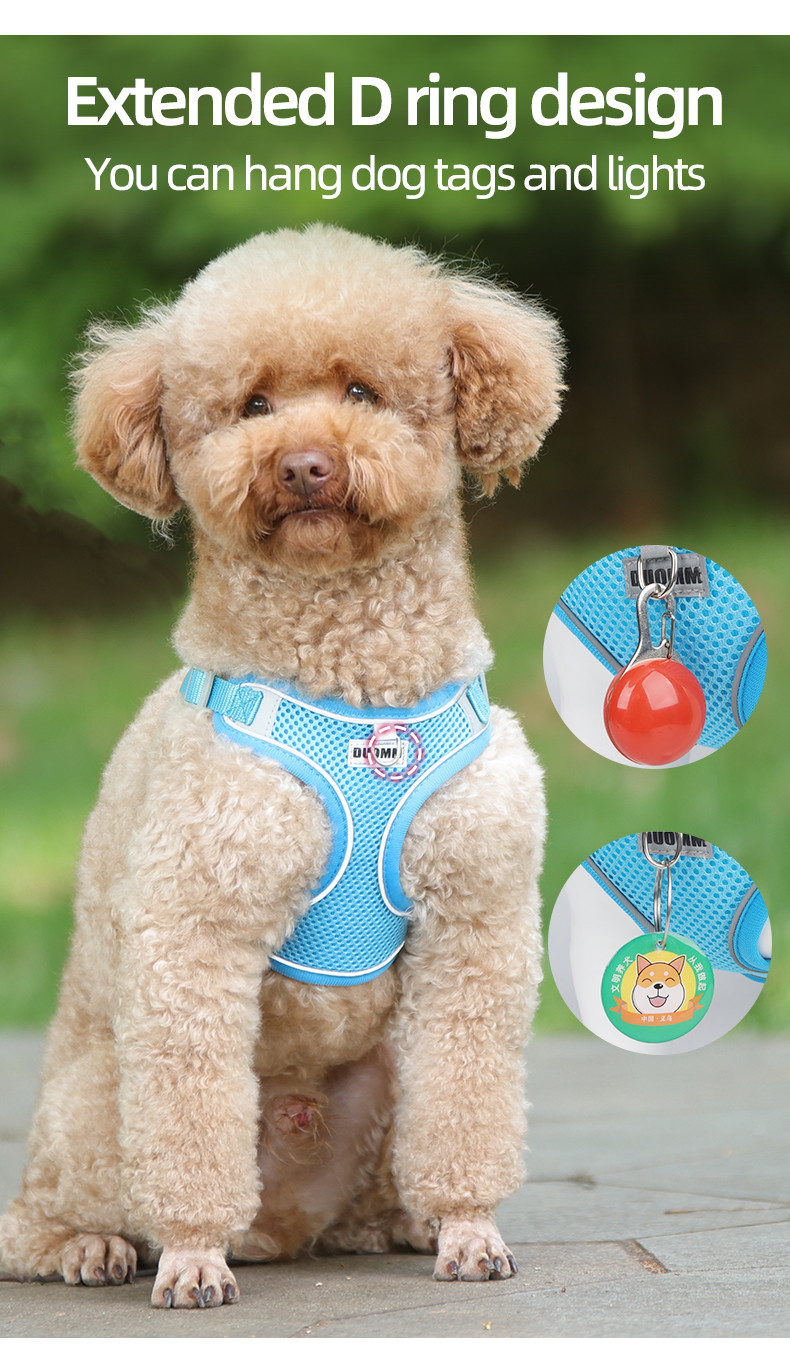 Pet Reflective Adjustable Harness Dog Breathable Mesh Harness And Leash Set