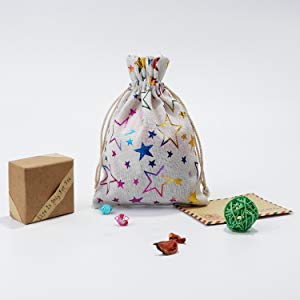 Assorted Colors Burlap Gift Bags with Double Jute Drawstrings Candy Sack Pouch Halloween Treat Gift Bags with Different
