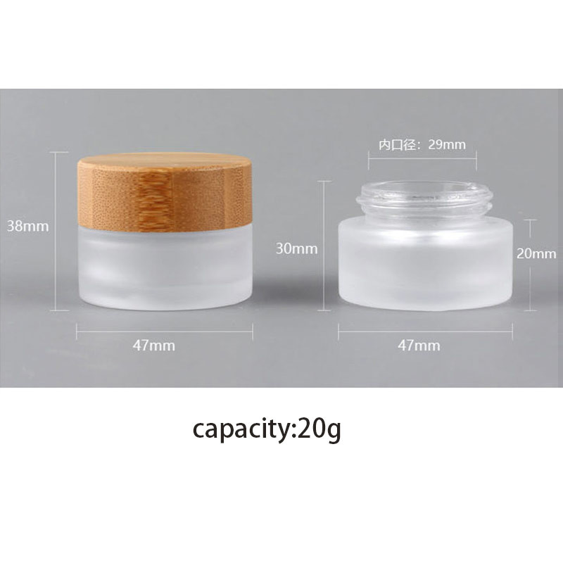 Lotion Bamboo Cover 15g 20g Frosted Glass Cream Bottle