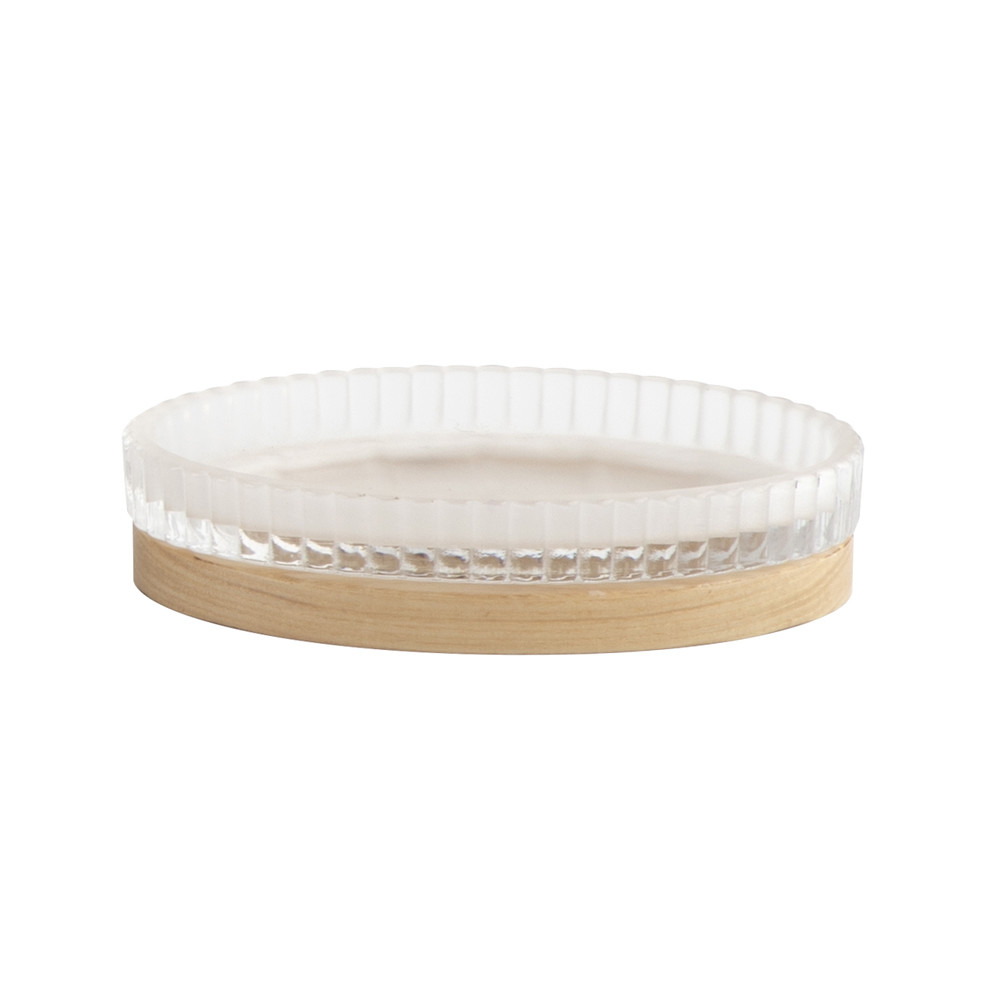 Frosted Glass Bathroom Shower Accessories Set Lotion Pump Containers Natural Wooden Parts