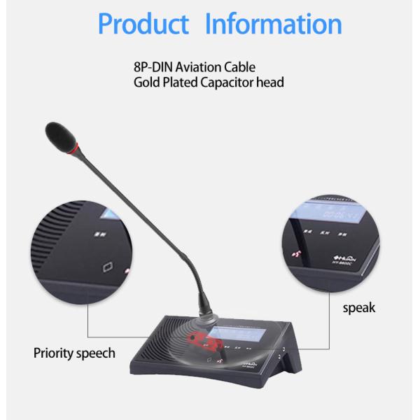 Full Digital Desktop 8 Pin Wired Meeting Mic System for Conference Room with Speaker