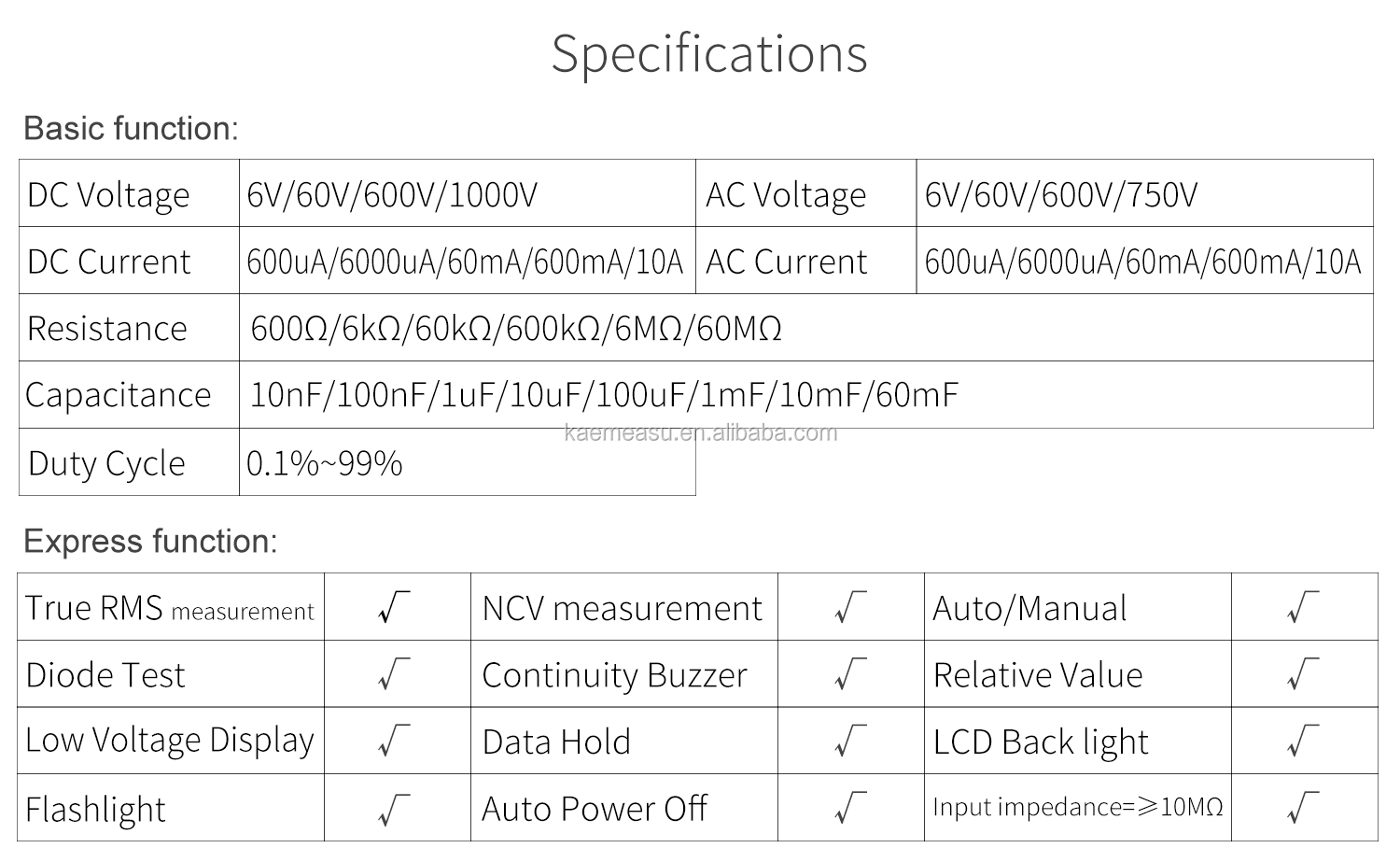 Auto-ranging Multimeters 3 5/6-digit DC/AC True-rms Digital Multimeter With Ncv Multimeter Tester