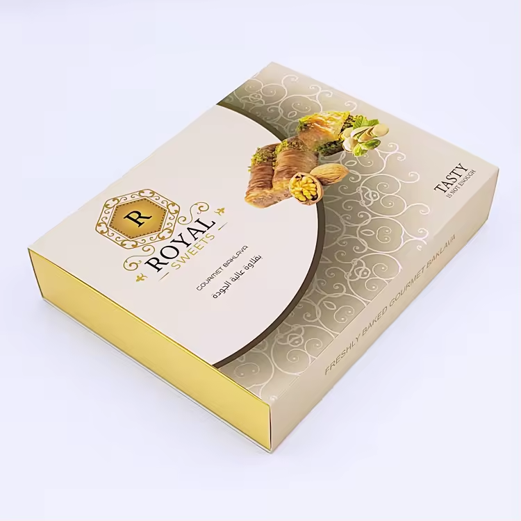 Excellent Service Custom Slide Open Sweet Gold Paperboard Boxes Packaging for Baklava